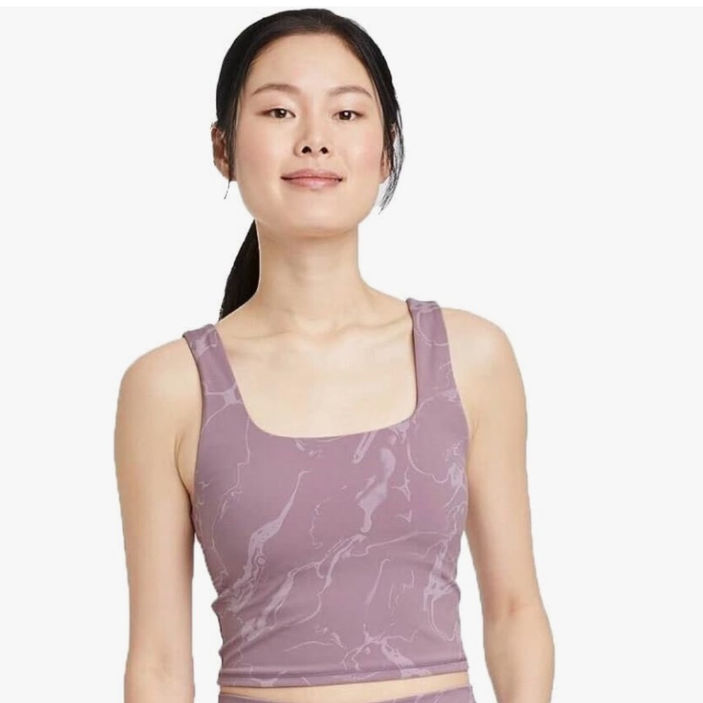 All in Motion Light Support Marble Print Longline Cropped Tank Bra size small